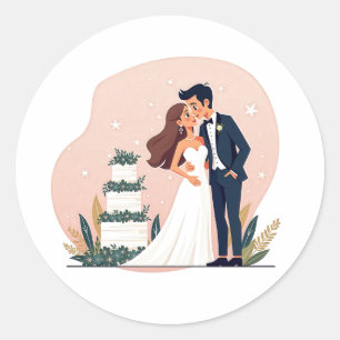 Rond Sticker Mariage Dreamy Couples