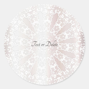 Rond Sticker Mariage élégant en dentelle blanche