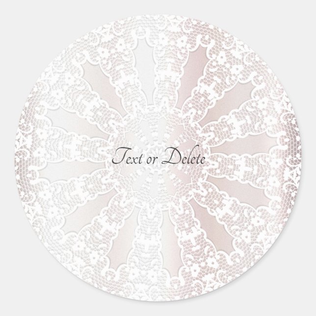 Rond Sticker Mariage élégant en dentelle blanche (Devant)