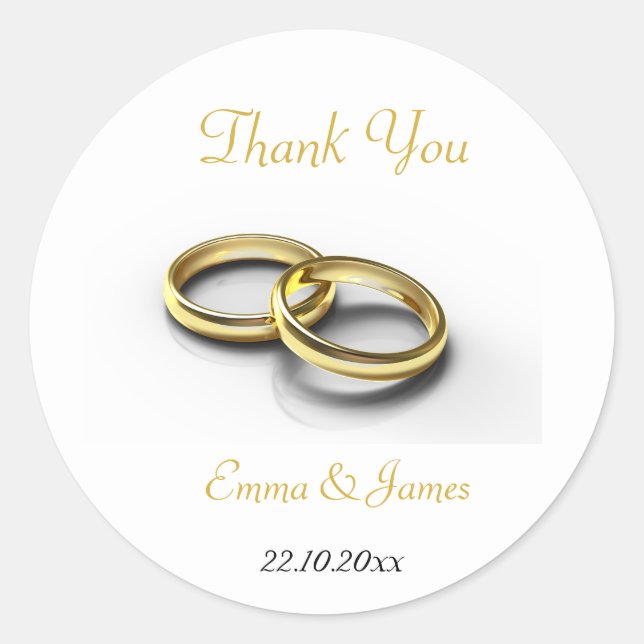 Rond Sticker Mariage Elegant Gold Rings (Devant)
