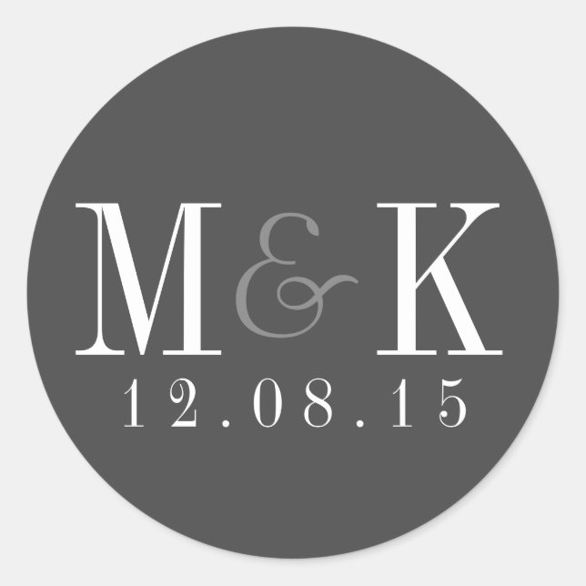 Rond Sticker Mariage Elegant Grey (Devant)