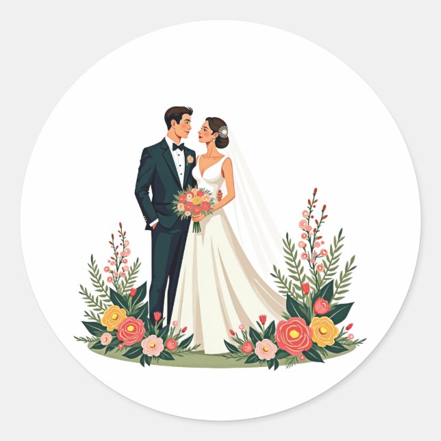 Rond Sticker Mariage en couple (Devant)