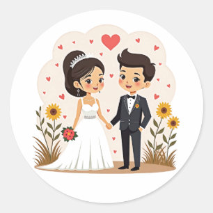 Rond Sticker Mariage en couple