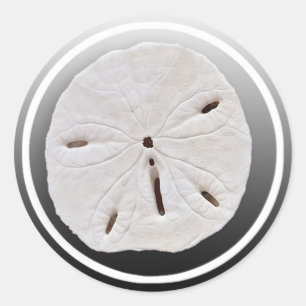 Rond Sticker mariage en dollars de sable noir et blanc