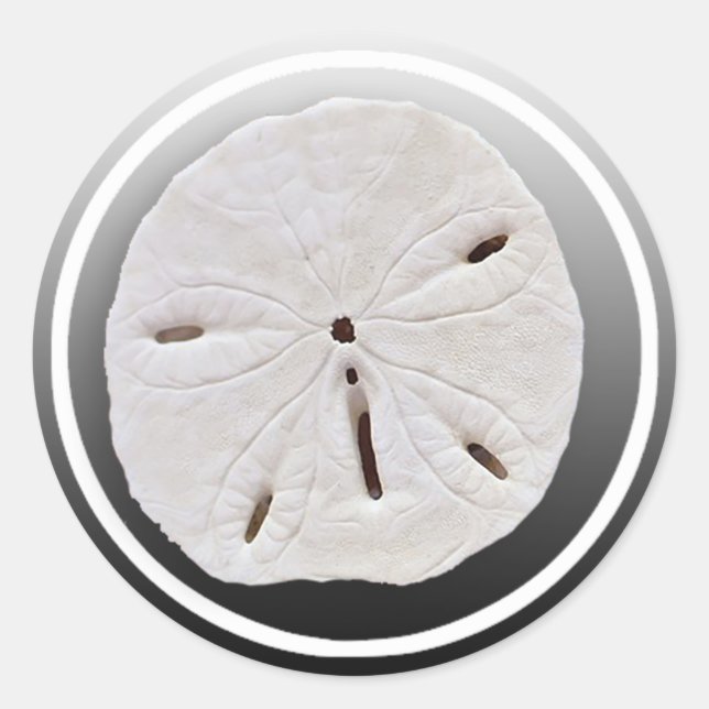 Rond Sticker mariage en dollars de sable noir et blanc (Devant)