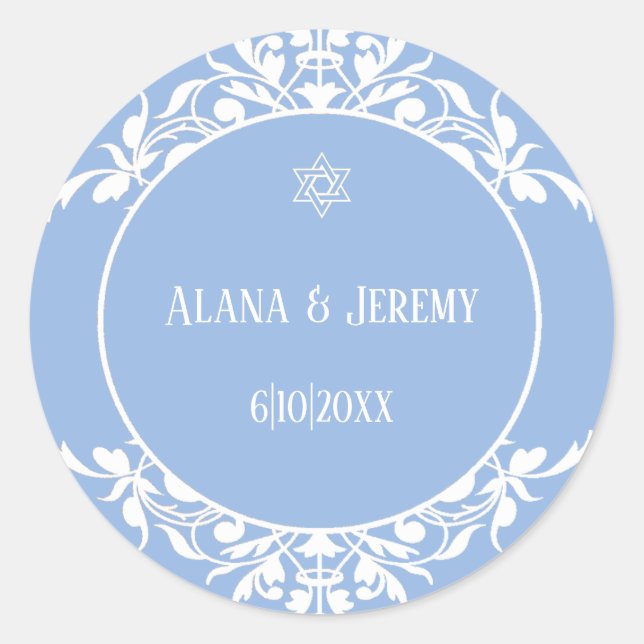 Rond Sticker mariage en étoile juive blanche (Devant)