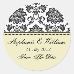 Rond Sticker Mariage en ivoire Damask