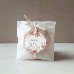 Rond Sticker Mariage en Pinecone rouge hiver