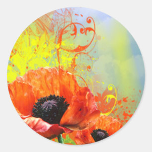 Rond Sticker mariage Enveloppe florale Sceau de pavot