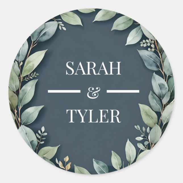 Rond Sticker mariage EUCALYPTUS WREATH (Devant)