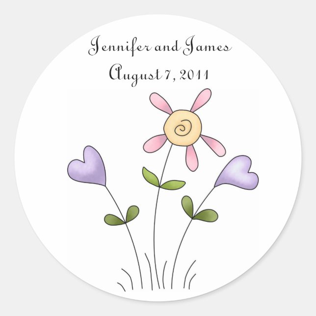Rond Sticker Mariage floral (Devant)