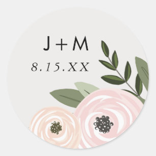 Rond Sticker Mariage floral