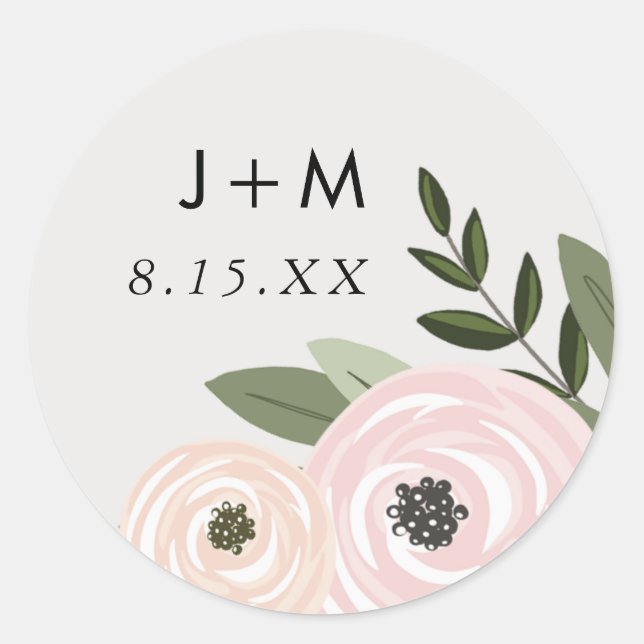 Rond Sticker Mariage floral (Devant)