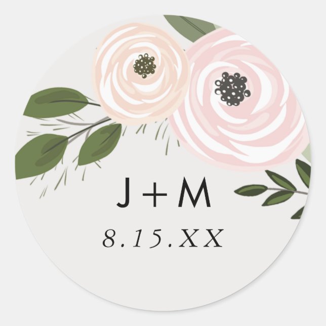 Rond Sticker Mariage floral (Devant)
