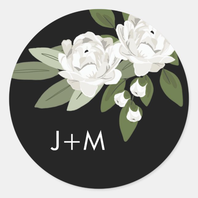 Rond Sticker Mariage Floral Blanc (Devant)