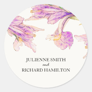 Rond Sticker Mariage Floral Moderne Iris