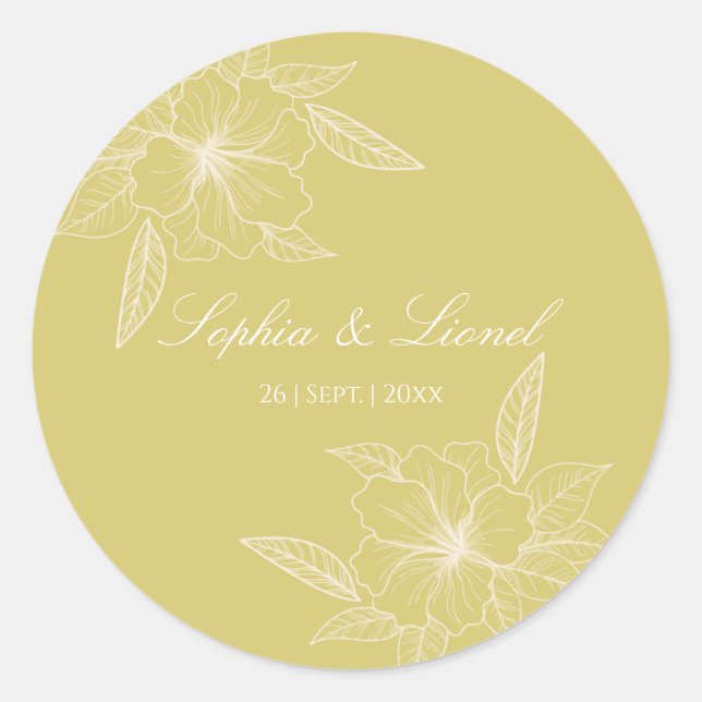 Rond Sticker Mariage Floral Outline (Devant)