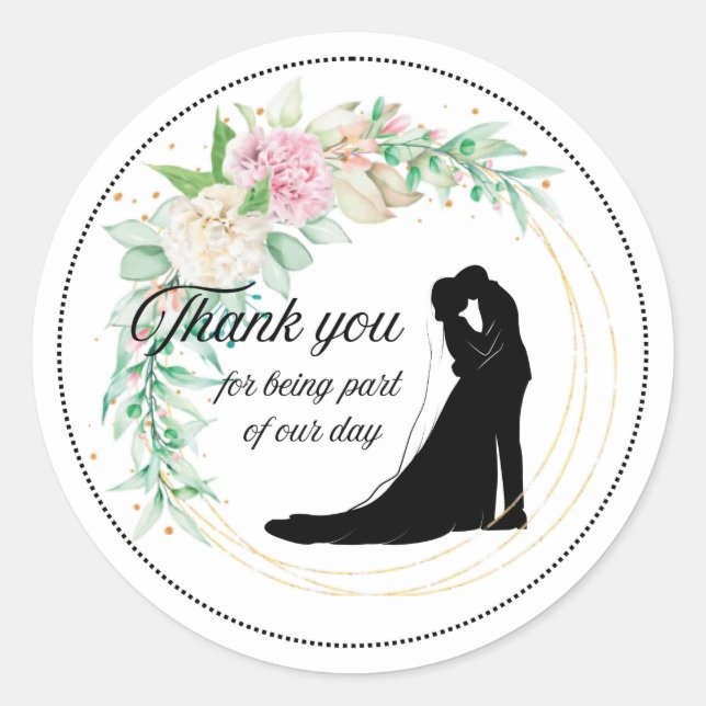 Rond Sticker Mariage floral romantique (Devant)