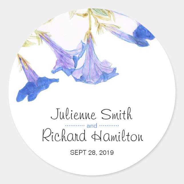 Rond Sticker Mariage Floral Rustique Moderne (Devant)
