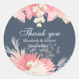 Rond Sticker Mariage foncé Dusty Blue Orchid