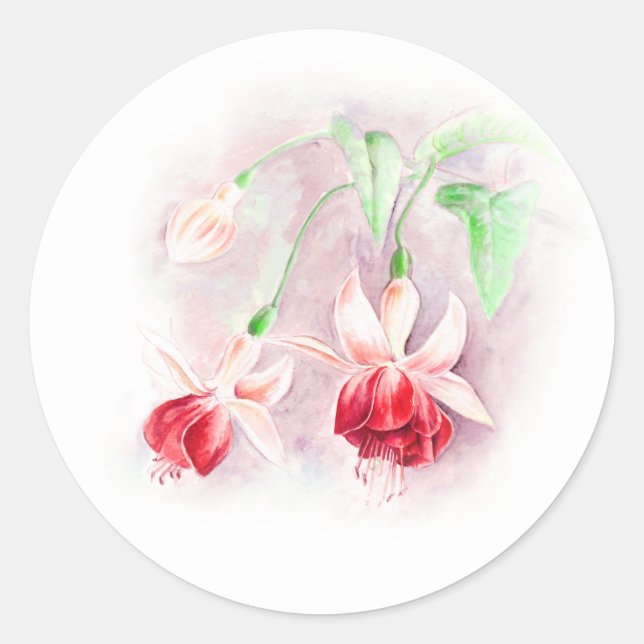 Rond sticker mariage fuchsia rouge et rose foncé (Devant)