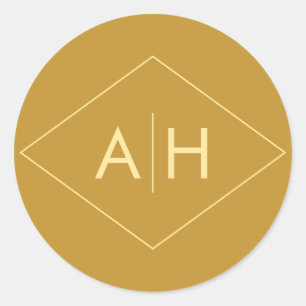 Rond Sticker Mariage géométrique moderne en or