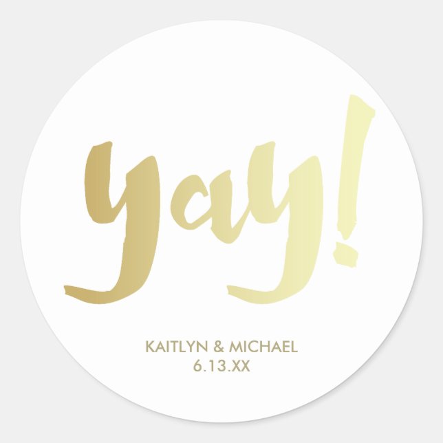 Rond Sticker Mariage Gold Yay Glam (Devant)