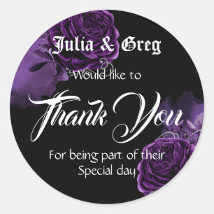 Rond Sticker Mariage gothique violet et noir