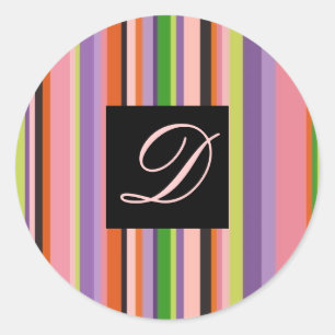 Rond Sticker mariage Gras Grandes bandes colorées Lettr