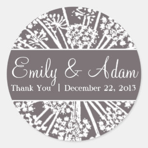Rond Sticker Mariage gris et blanc