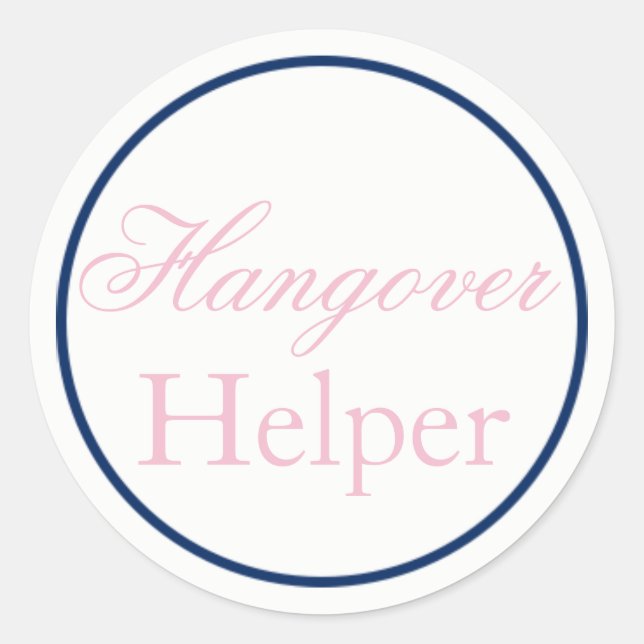Rond Sticker Mariage "Hangover Helper" rose vierge/mari (Devant)