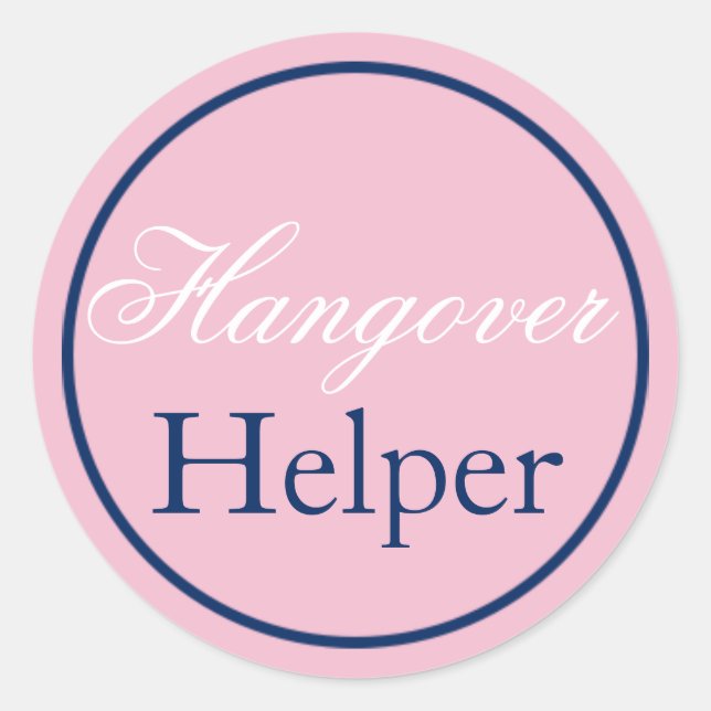 Rond Sticker Mariage "Hangover Helper" rose vierge/mari (Devant)