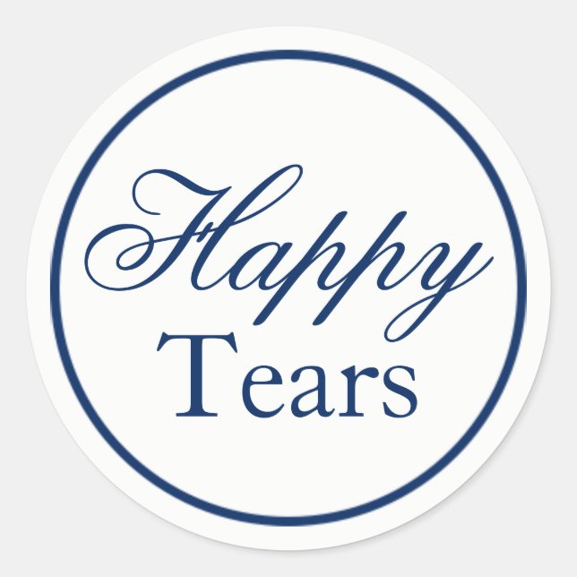 Rond Sticker Mariage "Happy Tears" - Marine (Devant)