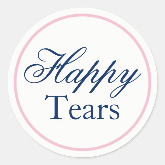 Rond Sticker Mariage "Happy Tears" - Rose et bleu (Devant)