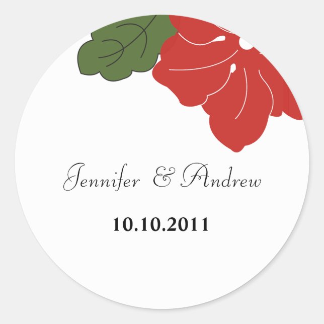 Rond Sticker Mariage Hawaii Red Floral (Devant)