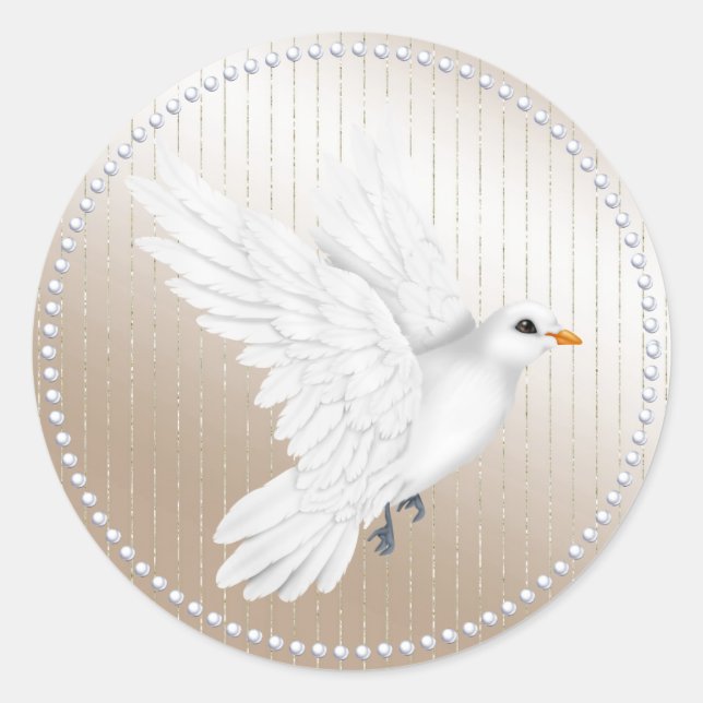 Rond Sticker Mariage ivoire Satin Pearl et Dove (Devant)