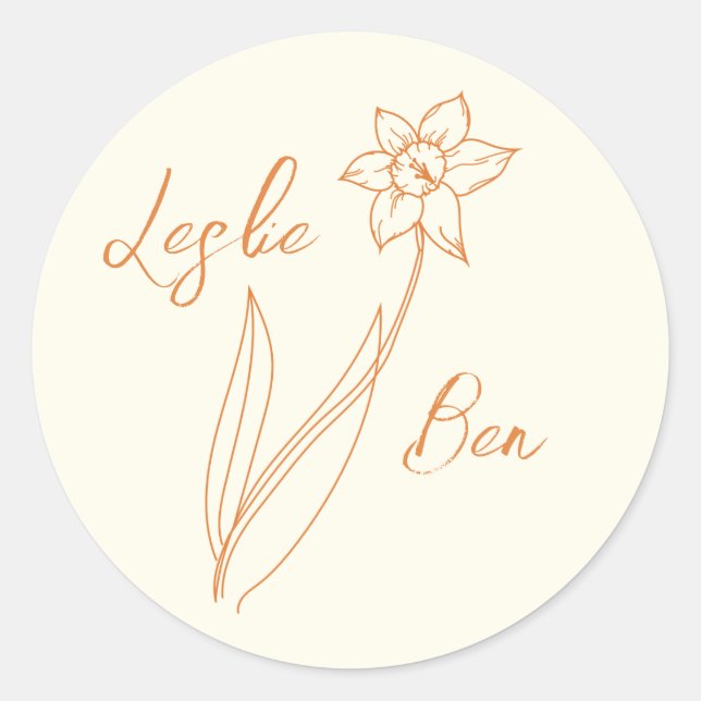 Rond Sticker Mariage jonquille (Devant)