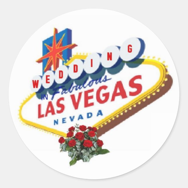 Rond Sticker Mariage Las Vegas Red Roses (Devant)
