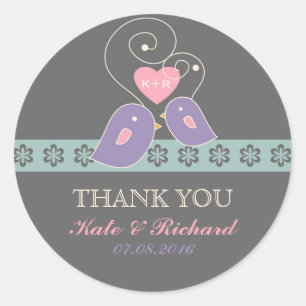 Rond Sticker Mariage Lavender et Grey Inséparables