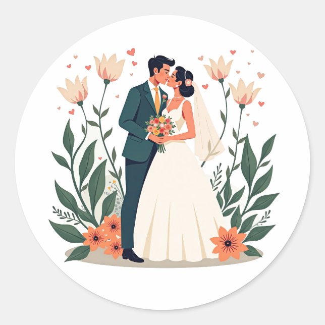 Rond Sticker Mariage Love Blossoms (Devant)