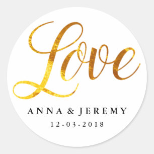 Rond Sticker Mariage Love Gold
