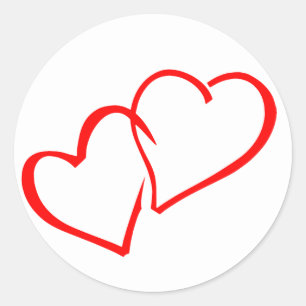 Rond Sticker Mariage Love Intertwin Red Hearts / Sceau