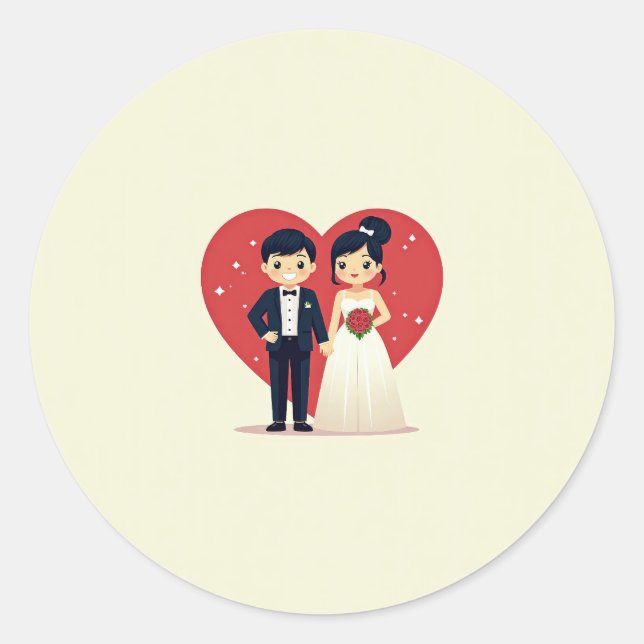 Rond Sticker Mariage Loveheart (Devant)