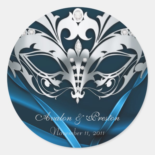 Rond Sticker Mariage Masquerade Argent (Devant)