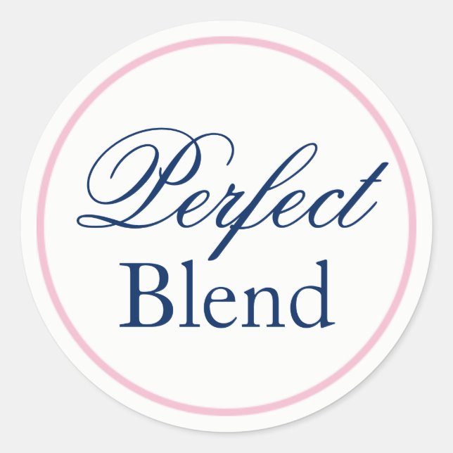 Rond Sticker Mariage "Mélange Parfait" - Rose/Marine (Devant)