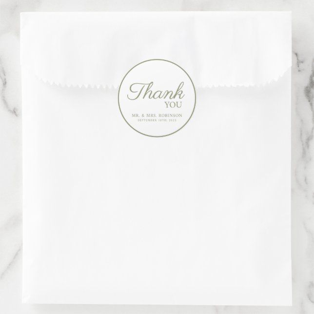 Rond sticker mariage merci. (Sac)