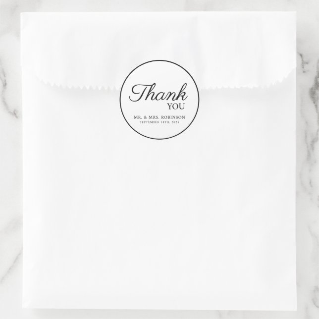 Rond sticker mariage merci. (Sac)