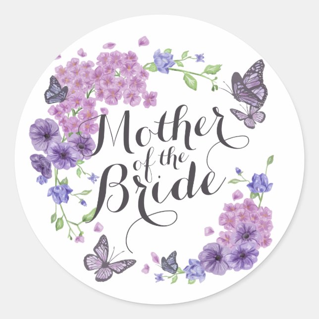 Rond Sticker Mariage Mère des papillons de mariée (Devant)