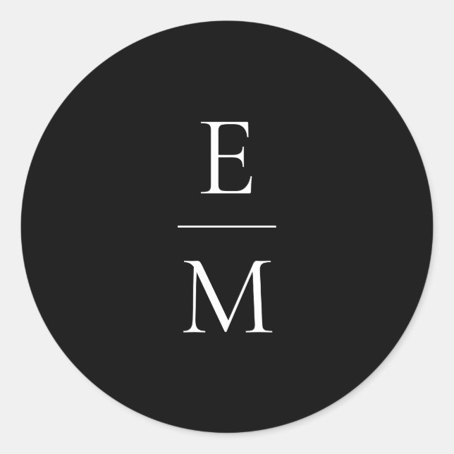 Rond Sticker Mariage minimaliste Monogramme (Devant)