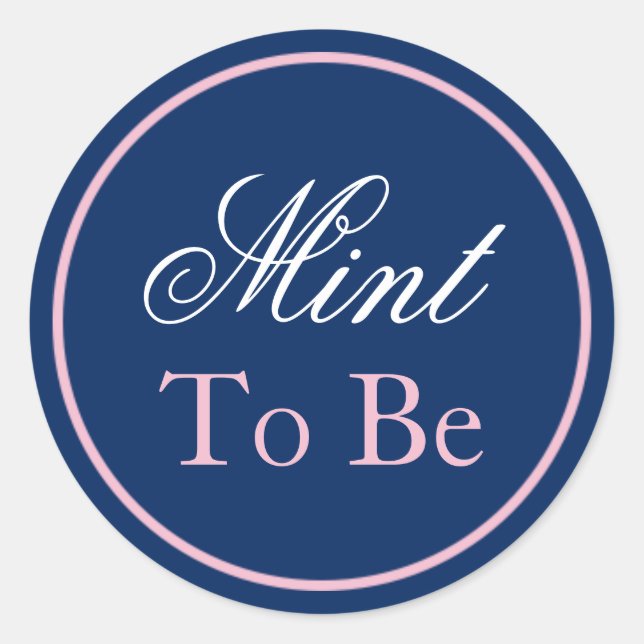 Rond Sticker Mariage "Mint to Be" - Blush Pink/Navy (Devant)